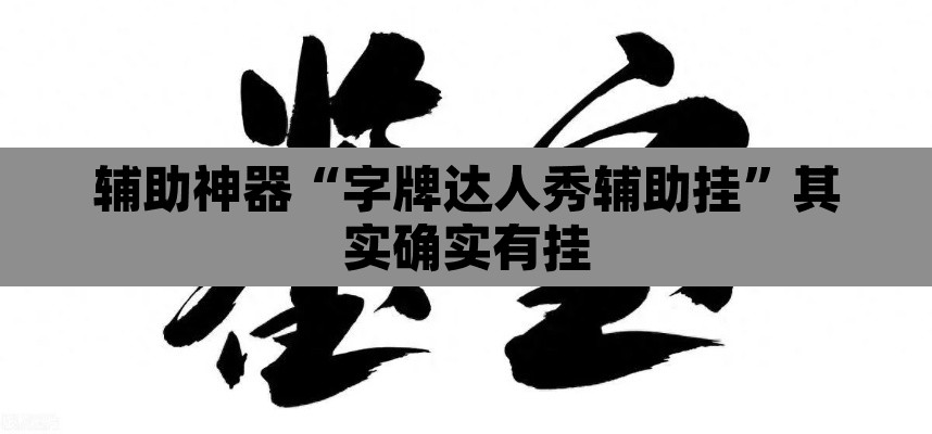 辅助神器“字牌达人秀辅助挂”其实确实有挂