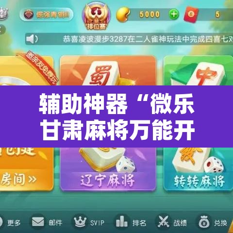 辅助神器“微乐甘肃麻将万能开挂器”开挂辅助脚本+详细开挂安装教程