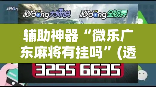 辅助神器“微乐广东麻将有挂吗	”(透视挂)辅助透视教程