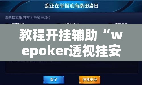 教程开挂辅助“wepoker透视挂安装	”开挂辅助脚本+详细开挂安装教程