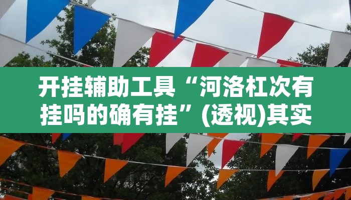 开挂辅助工具“河洛杠次有挂吗的确有挂”(透视)其实确实有挂