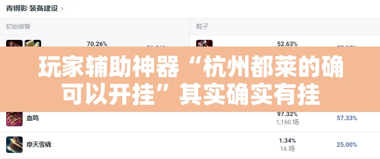 玩家辅助神器“杭州都莱的确可以开挂”其实确实有挂