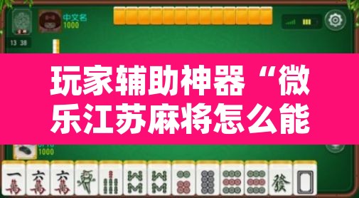 玩家辅助神器“微乐江苏麻将怎么能赢”其实确实有挂