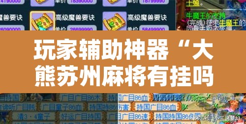 玩家辅助神器“大熊苏州麻将有挂吗”开挂辅助脚本+详细开挂安装教程