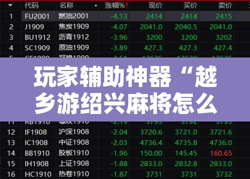 玩家辅助神器“越乡游绍兴麻将怎么开挂	”开挂辅助脚本+详细开挂安装教程