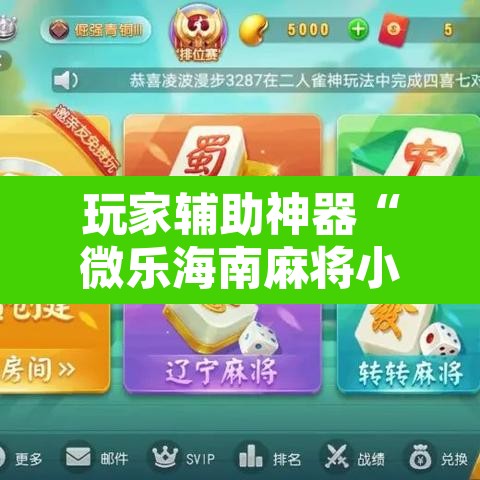 玩家辅助神器“微乐海南麻将小程序必赢神器”附辅助神器开挂脚本详细步骤