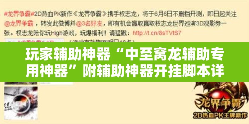 玩家辅助神器“中至窝龙辅助专用神器”附辅助神器开挂脚本详细步骤