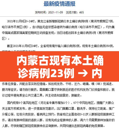 内蒙古现有本土确诊病例23例 → 内蒙古现有本土确诊病例23例是哪里的 内蒙古现有本土确诊病例23例 → 内蒙古现有本土确诊病例23例是哪里的