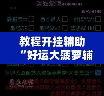 教程开挂辅助“好运大菠萝辅助软件	”(透视挂)辅助透视教程