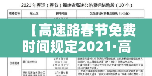 【高速路春节免费时间规定2021·高速公路春节免费到几号2021年】 【高速路春节免费时间规定2021·高速公路春节免费到几号2021年】