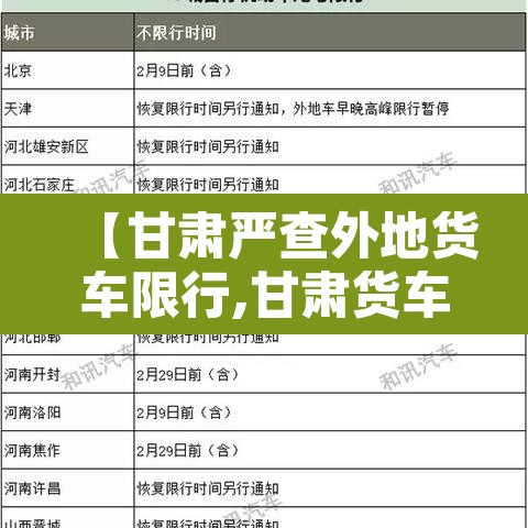 【甘肃严查外地货车限行,甘肃货车什么时候限载】 【甘肃严查外地货车限行,甘肃货车什么时候限载】