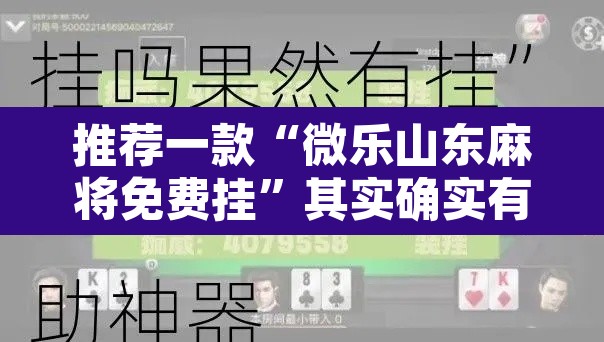 推荐一款“微乐山东麻将免费挂”其实确实有挂