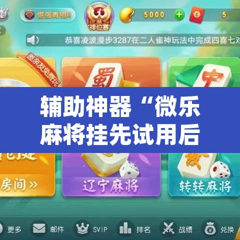 辅助神器“微乐麻将挂先试用后付款”(透视挂)辅助透视教程