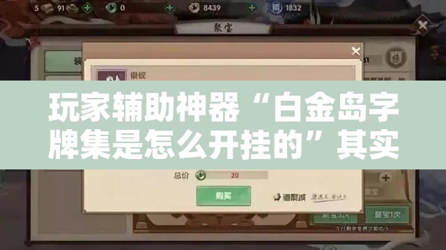 玩家辅助神器“白金岛字牌集是怎么开挂的”其实确实有挂