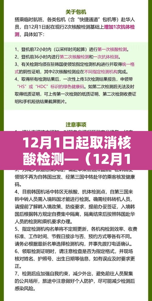 12月1日起取消核酸检测—(12月1日起取消核酸检测的通知) 12月1日起取消核酸检测—(12月1日起取消核酸检测的通知)