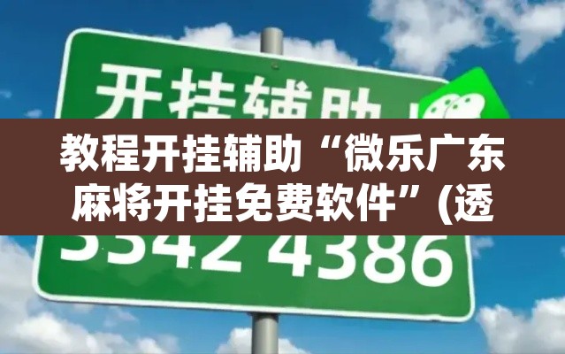 教程开挂辅助“微乐广东麻将开挂免费软件”(透视)其实确实有挂