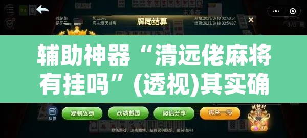 辅助神器“清远佬麻将有挂吗	”(透视)其实确实有挂