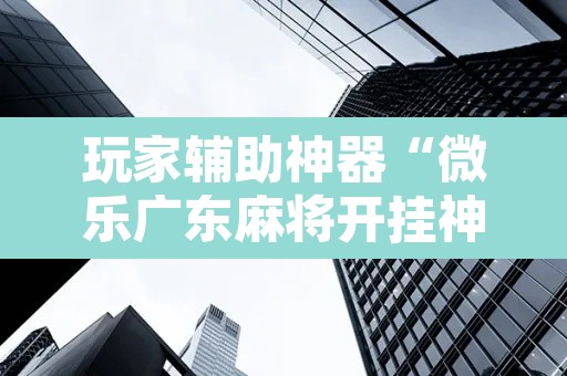 玩家辅助神器“微乐广东麻将开挂神器下载软件”开挂辅助脚本+详细开挂安装教程