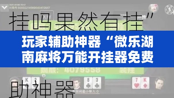 玩家辅助神器“微乐湖南麻将万能开挂器免费”其实确实有挂