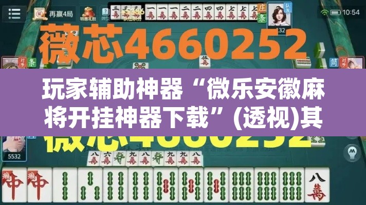 玩家辅助神器“微乐安徽麻将开挂神器下载”(透视)其实确实有挂