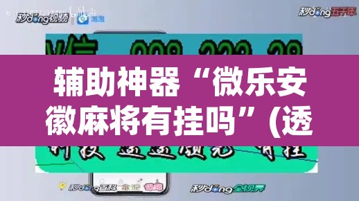 辅助神器“微乐安徽麻将有挂吗	”(透视挂)辅助透视教程