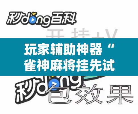玩家辅助神器“雀神麻将挂先试用后付款	”(透视挂)辅助透视教程