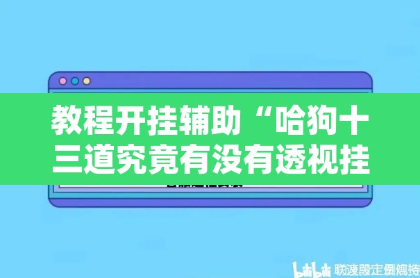 教程开挂辅助“哈狗十三道究竟有没有透视挂	”(透视)其实确实有挂