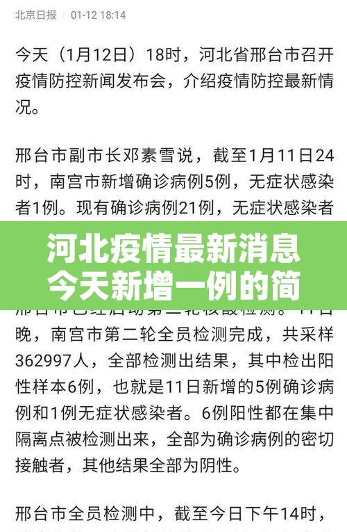 河北疫情最新消息今天新增一例的简单介绍 河北疫情最新消息今天新增一例的简单介绍