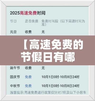 【高速免费的节假日有哪些·2026年高速免费日期】 【高速免费的节假日有哪些·2026年高速免费日期】