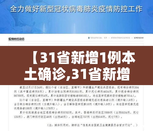 【31省新增1例本土确诊,31省新增本土确诊1】