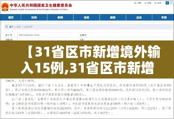 【31省区市新增境外输入15例,31省区市新增境外输入确诊16例】 【31省区市新增境外输入15例,31省区市新增境外输入确诊16例】