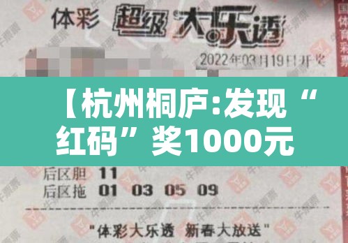 【杭州桐庐:发现“红码”奖1000元·杭州交通红码】