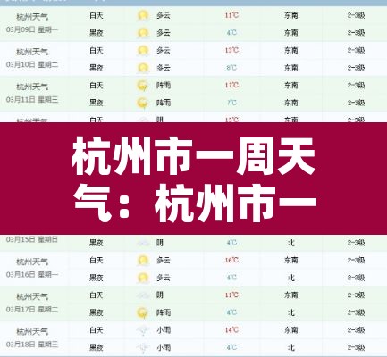 杭州市一周天气：杭州市一周天气预报7天