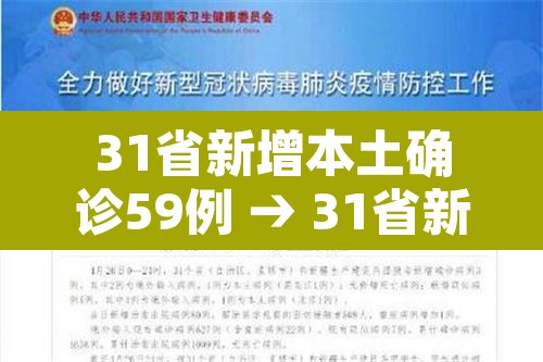 31省新增本土确诊59例 → 31省新增本土确诊病例55例 31省新增本土确诊59例 → 31省新增本土确诊病例55例