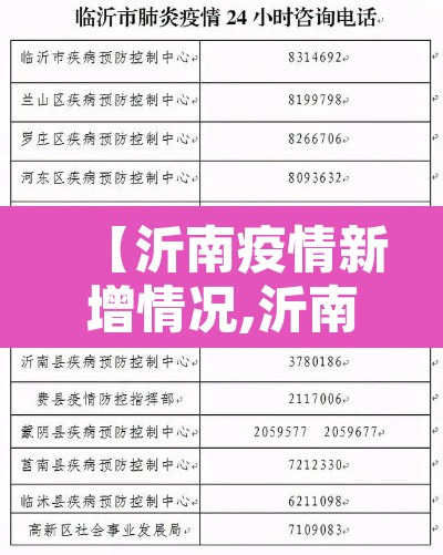 【沂南疫情新增情况,沂南疫情新增情况公布】