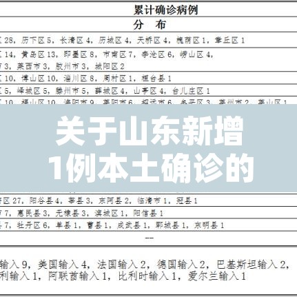 关于山东新增1例本土确诊的信息