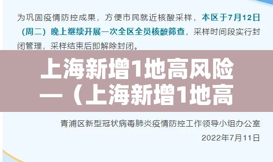 上海新增1地高风险—（上海新增1地高风险地区）