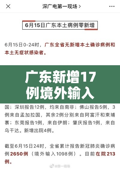 广东新增17例境外输入›广东新增境外输入6例境内1例