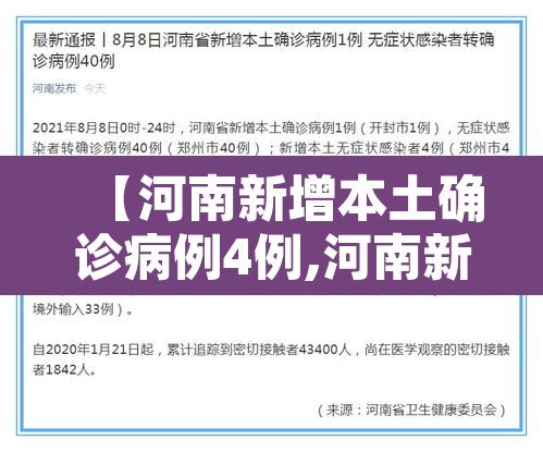 【河南新增本土确诊病例4例,河南新增本土确诊1例】 【河南新增本土确诊病例4例,河南新增本土确诊1例】