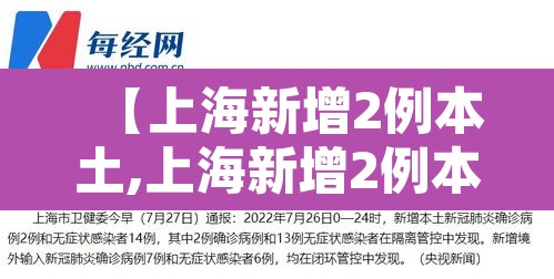 【上海新增2例本土,上海新增2例本土无症状感染者】 【上海新增2例本土,上海新增2例本土无症状感染者】