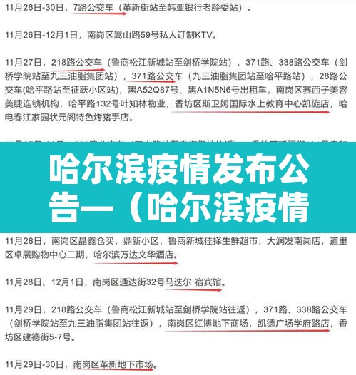 哈尔滨疫情发布公告—(哈尔滨疫情信息) 哈尔滨疫情发布公告—(哈尔滨疫情信息)