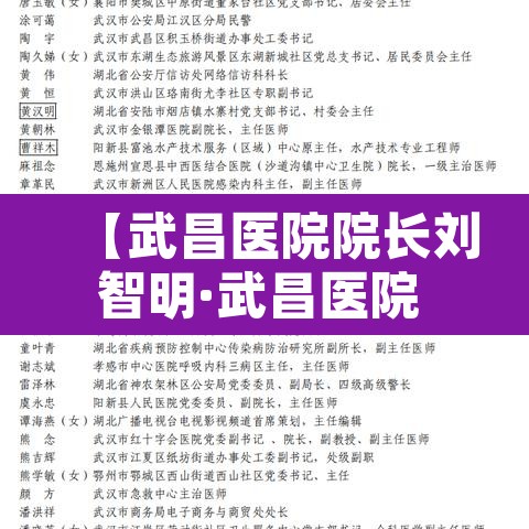【武昌医院院长刘智明·武昌医院 院长】