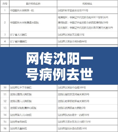 网传沈阳一号病例去世官方回应 → 网传沈阳一号病例死亡 网传沈阳一号病例去世官方回应 → 网传沈阳一号病例死亡