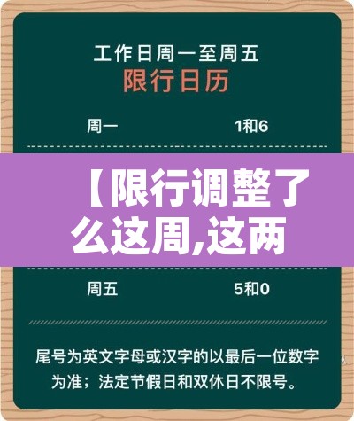 【限行调整了么这周,这两天限行】