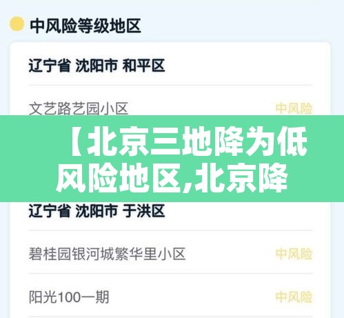 【北京三地降为低风险地区,北京降低风险等级新政】