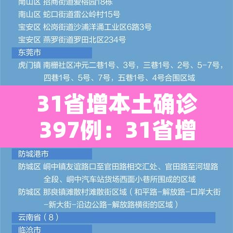 31省增本土确诊397例:31省增本土135例轨迹 31省增本土确诊397例:31省增本土135例轨迹