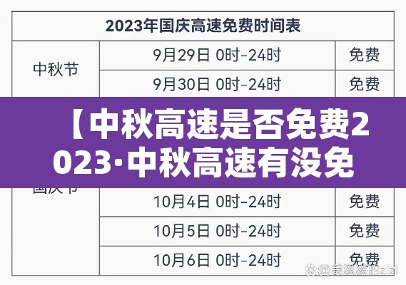 【中秋高速是否免费2023·中秋高速有没免费】 【中秋高速是否免费2023·中秋高速有没免费】