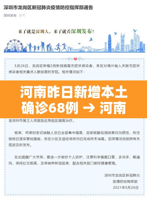 河南昨日新增本土确诊68例 → 河南昨日新增确诊病例41例