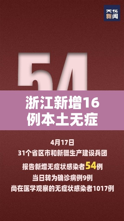 浙江新增16例本土无症状：浙江新增本土无症状一例