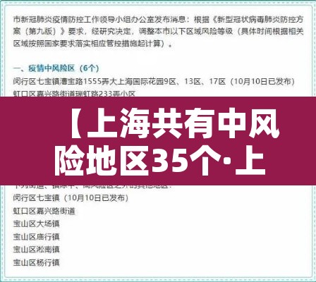 【上海共有中风险地区35个·上海有多少个中风险地区】 【上海共有中风险地区35个·上海有多少个中风险地区】